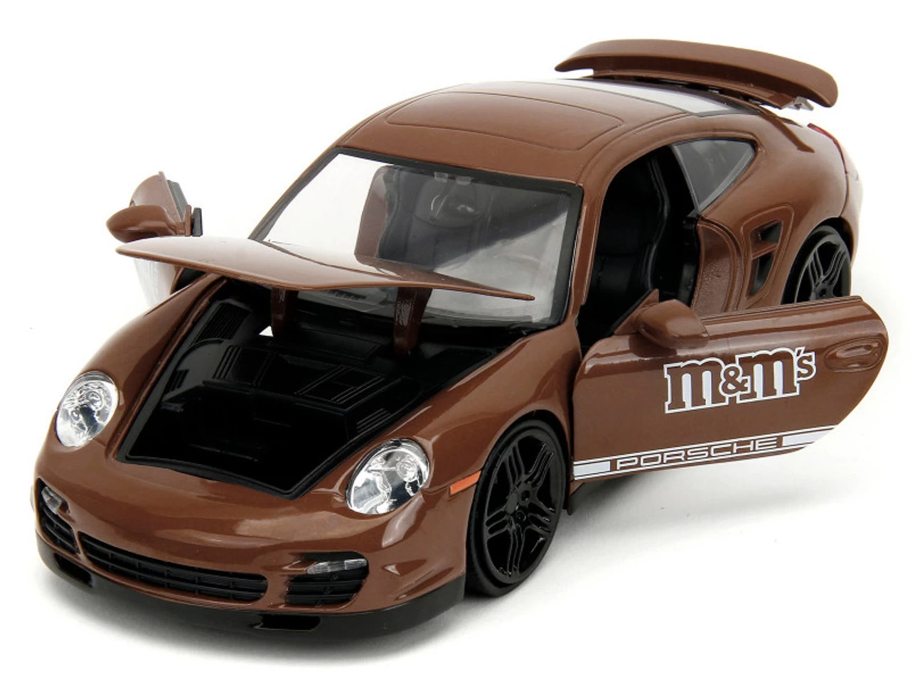 Porsche 911 Turbo Brown And Brown M&M Diecast Figure "M&M's" "Hollywood Rides" Series 1/24 Diecast Model Car By Jada 4 Porsche 911 Turbo Brown And Brown M&M Diecast Figure "M&M's" "Hollywood Rides" Series 1/24 Diecast Model Car By Jada - Image 2
