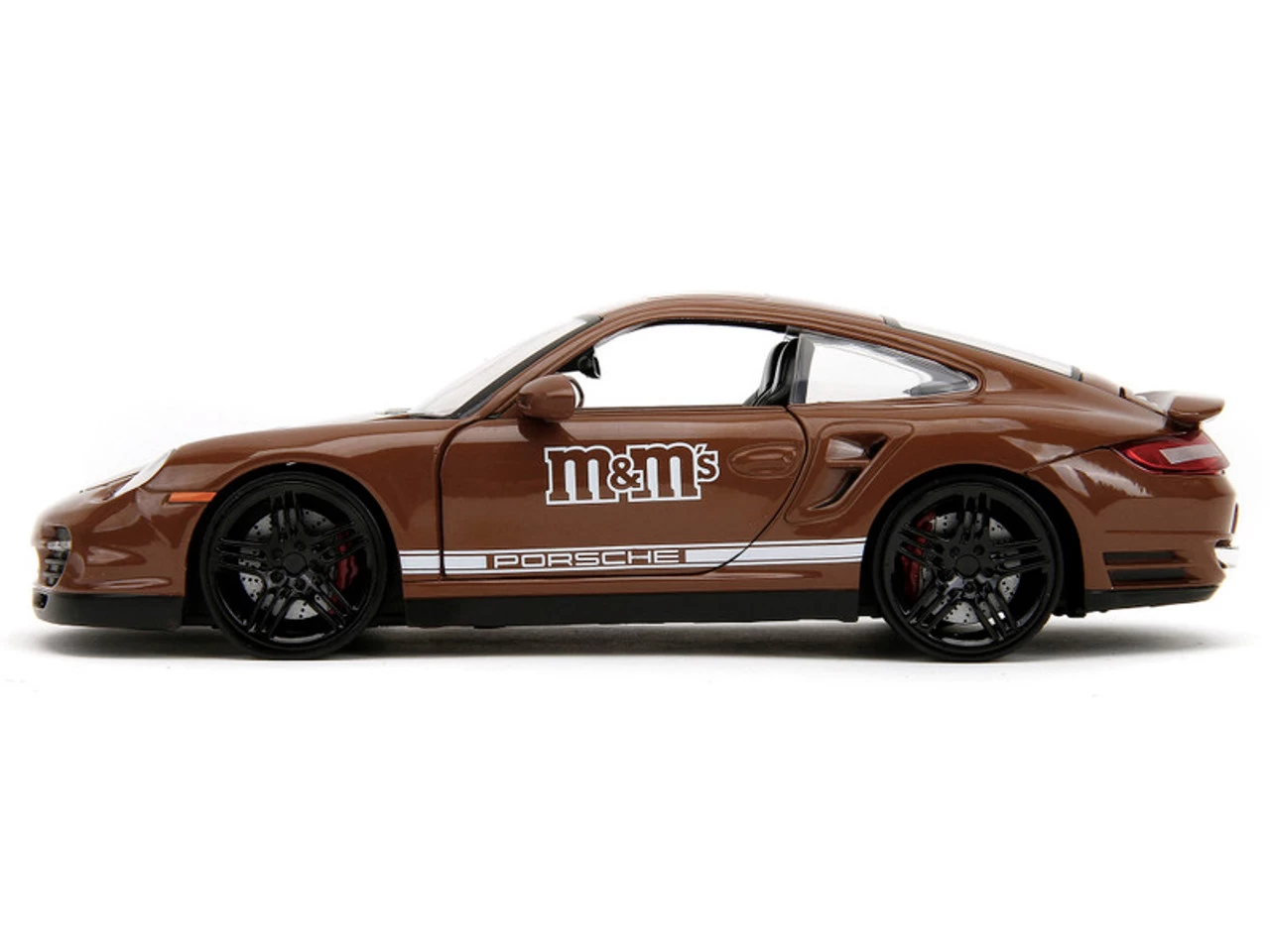 Porsche 911 Turbo Brown And Brown M&M Diecast Figure "M&M's" "Hollywood Rides" Series 1/24 Diecast Model Car By Jada 6 Porsche 911 Turbo Brown And Brown M&M Diecast Figure "M&M's" "Hollywood Rides" Series 1/24 Diecast Model Car By Jada - Image 4
