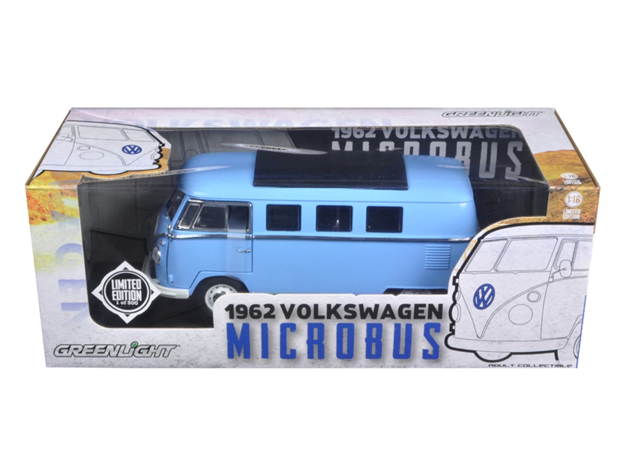1962 Volkswagen Microbus Blue 1/18 Limited To 300pc By Greenlight 3 1962 Volkswagen Microbus Blue 1/18 Limited To 300pc By Greenlight