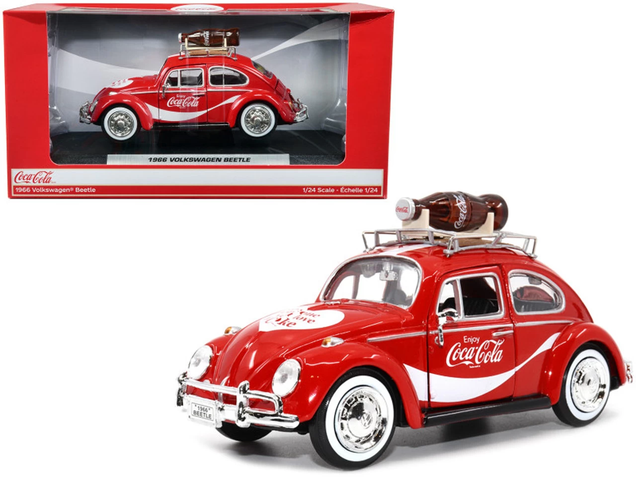 1966 Volkswagen Beetle Red "Enjoy Coca-Cola" With Roof Rack And Accessories 1/24 Diecast Model Car By Motor City Classics 3 1966 Volkswagen Beetle Red "Enjoy Coca-Cola" With Roof Rack And Accessories 1/24 Diecast Model Car By Motor City Classics