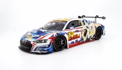 1/18 POPRACE Audi R8 LMS Macau GT Cup 2020 Audi Sport Asia Team X Works Evisu Racing #38 Marchy Lee With Display Cover And Base