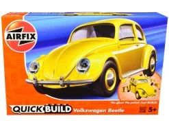 Skill 1 Model Kit Old Volkswagen Beetle Yellow Snap Together Model By Airfix Quickbuild
