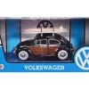 1966 Volkswagen Beetle Black With Wood Panels And Two Surfboards On Roof Rack 1/24 Diecast Model Car By Motormax -Toy vehicles 208 72224.1661330090