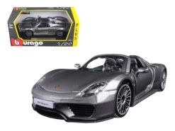 Porsche 918 Spyder Gray 1/24 Diecast Model Car By Bburago