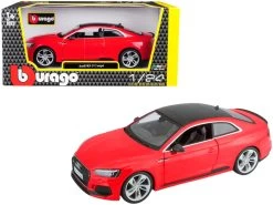 Audi RS5 RS 5 Coupe Red With Black Top 1/24 Diecast Model Car By Bburago