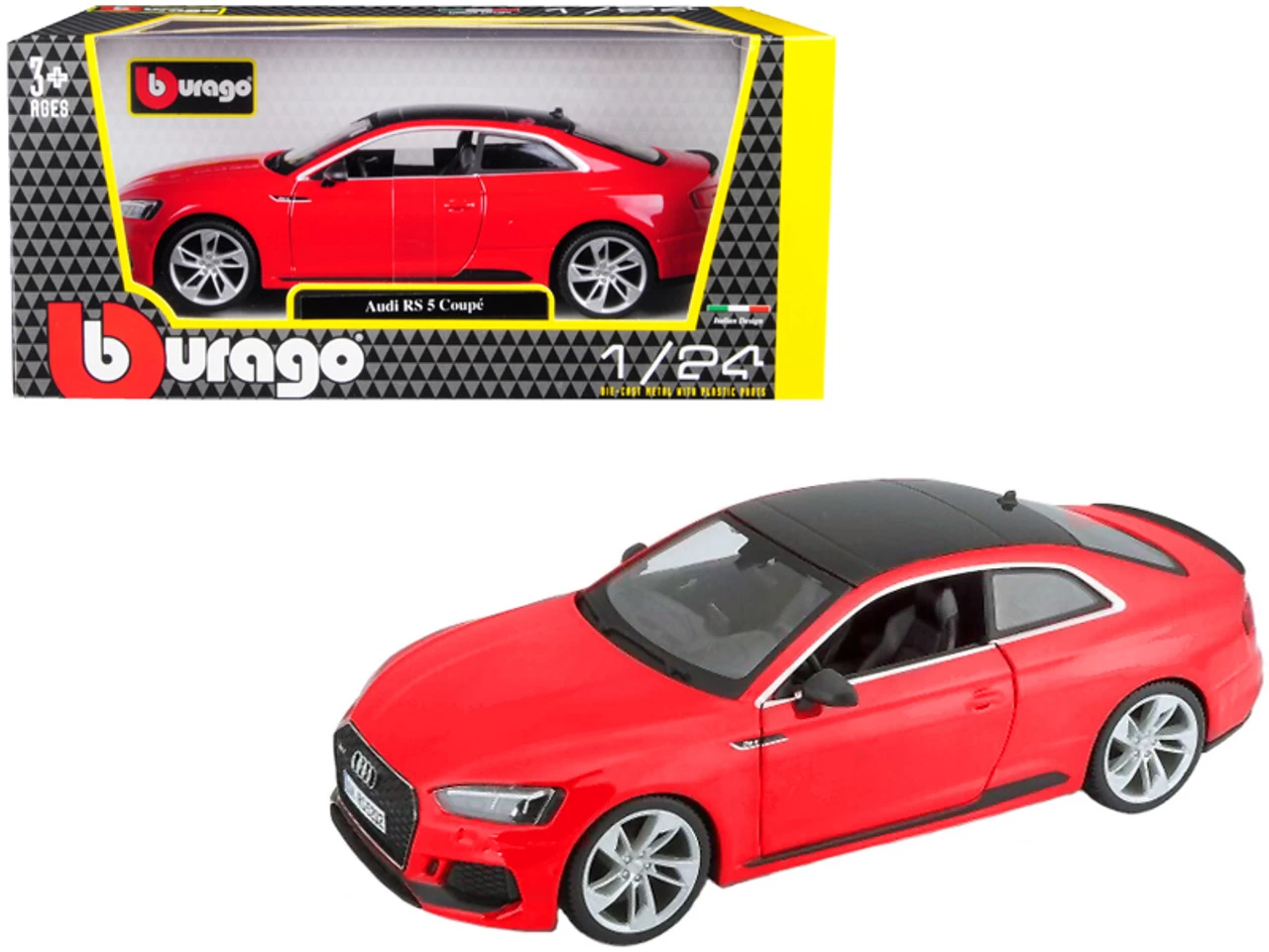 Audi RS5 RS 5 Coupe Red With Black Top 1/24 Diecast Model Car By Bburago 3 Audi RS5 RS 5 Coupe Red With Black Top 1/24 Diecast Model Car By Bburago
