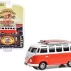 1964 Volkswagen Samba Bus Orange And White With Surfboards "The Busted Knuckle Garage Service & Sales" "Busted Knuckle Garage" Series 2 1/64 Diecast Model Car By Greenlight -Toy vehicles 22 03243.1686400894