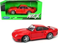 Porsche 959 Red With Silver Wheels "NEX Models" 1/24 Diecast Model Car By Welly