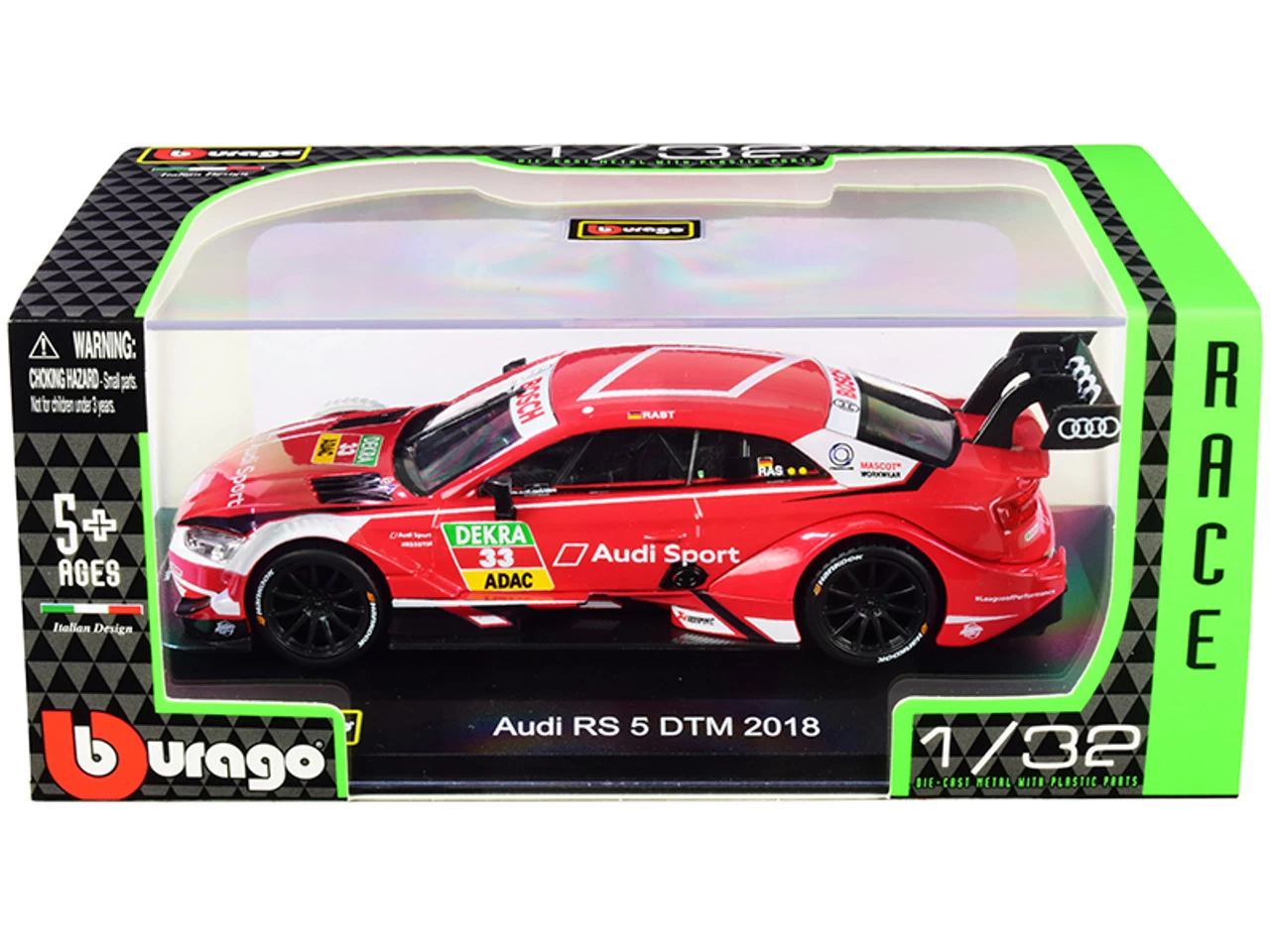 Audi RS 5 #33 Rene Rast DTM Deutsche Tourenwagen Masters (2018) "Race Car" Series 1/32 Diecast Model Car By Bburago 3 Audi RS 5 #33 Rene Rast DTM Deutsche Tourenwagen Masters (2018) "Race Car" Series 1/32 Diecast Model Car By Bburago