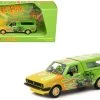 Volkswagen Caddy Pickup Truck With Camper Shell Green With Flames And Graphics "Rat Fink" "Collab64" Series 1/64 Diecast Model Car By Schuco & Tarmac Works -Toy vehicles 27 1 02767.1690467456