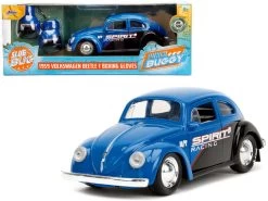 1959 Volkswagen Beetle "Spirit3 Racing" Blue And Black And Boxing Gloves Accessory "Punch Buggy" Series 1/32 Diecast Model Car By Jada