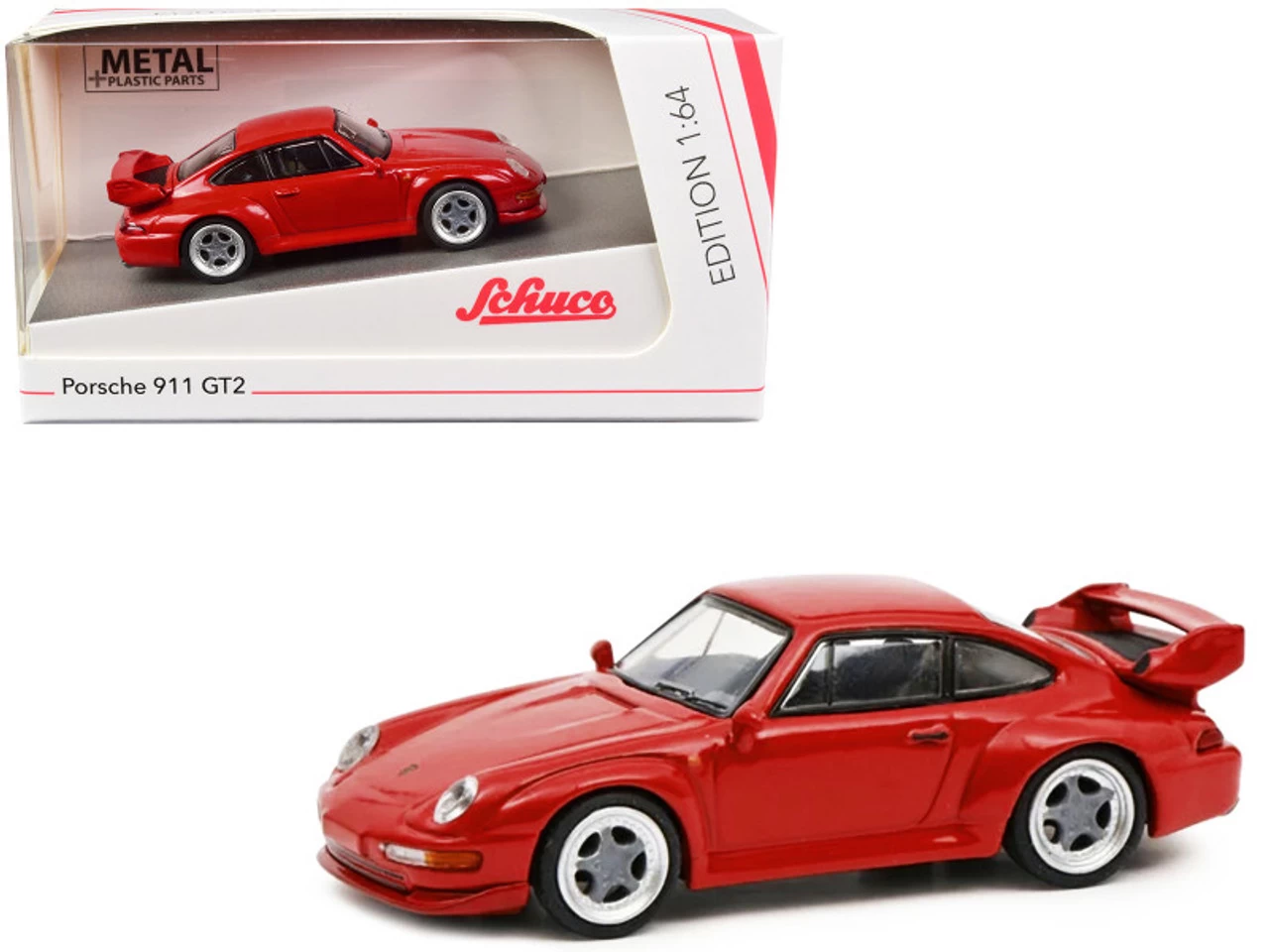 Porsche 911 GT2 Red 1/64 Diecast Model Car By Schuco 3 Porsche 911 GT2 Red 1/64 Diecast Model Car By Schuco