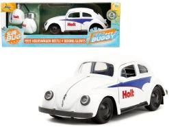 1959 Volkswagen Beetle "Holt" White With Blue Graphics And Boxing Gloves Accessory "Punch Buggy" Series 1/32 Diecast Model Car By Jada
