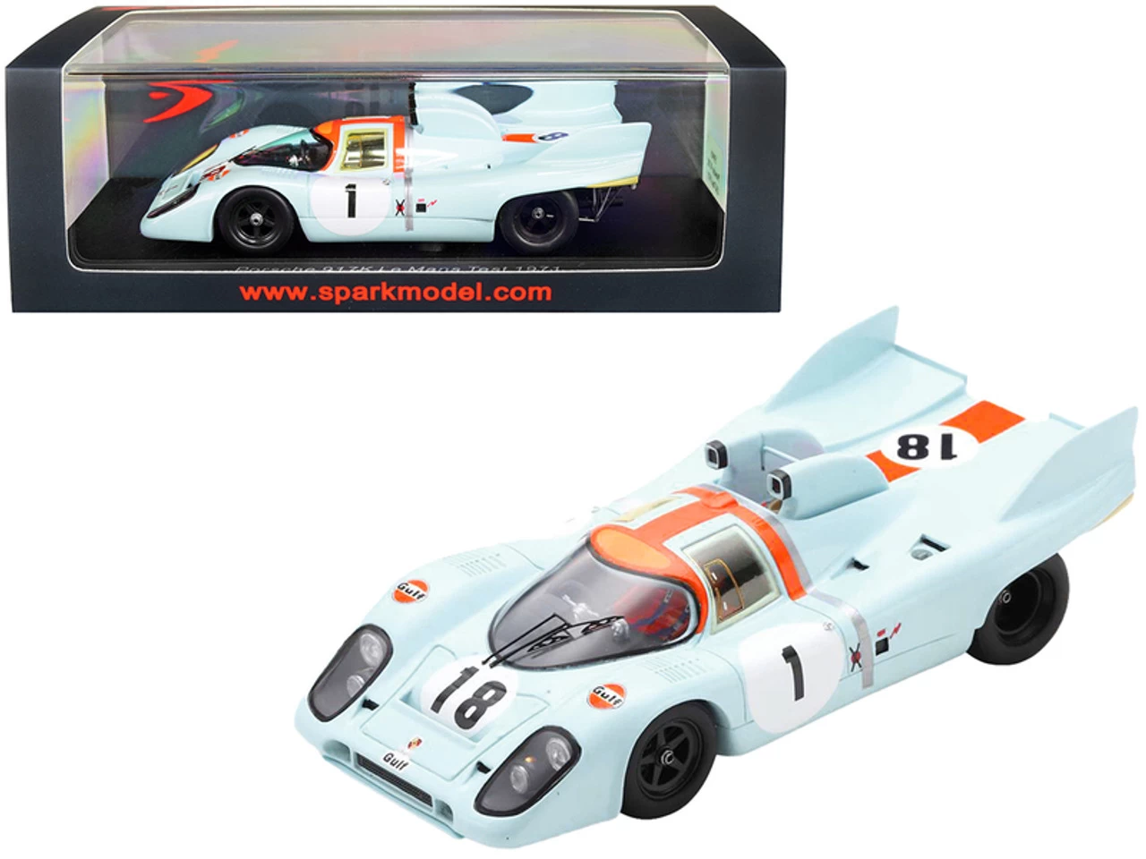 Porsche 917K RHD (Right Hand Drive) Jackie Oliver "Gulf Oil" Le Mans Test Car (1971) 1/43 Model Car By Spark 3 Porsche 917K RHD (Right Hand Drive) Jackie Oliver "Gulf Oil" Le Mans Test Car (1971) 1/43 Model Car By Spark