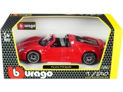 Porsche 918 Spyder Convertible Red 1/24 Diecast Model Car By Bburago