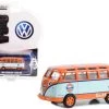 1964 Volkswagen Samba Bus #4 Light Blue And Orange "Gulf Oil Racing" "Club Vee V-Dub" Series 16 1/64 Diecast Model Car By Greenlight -Toy vehicles 35 77089.1683374627
