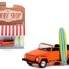 1971 Volkswagen Thing (Type 181) "The Thing" Orange With Black Stripes And Surfboards "The Hobby Shop" Series 14 1/64 Diecast Model Car By Greenlight -Toy vehicles 3 81277.1670156032