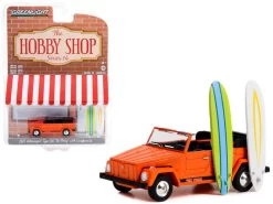 1971 Volkswagen Thing (Type 181) "The Thing" Orange With Black Stripes And Surfboards "The Hobby Shop" Series 14 1/64 Diecast Model Car By Greenlight