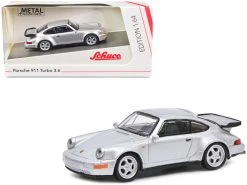 Porsche 911 Turbo 3.6 Silver Metallic 1/64 Diecast Model Car By Schuco