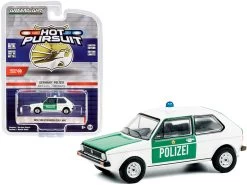 1974 Volkswagen Golf Mk1 "Polizei" Berlin (Germany) Police Car White And Green "Hot Pursuit" Series 36 1/64 Diecast Model Car By Greenlight