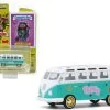 Volkswagen Samba Bus "Peace" Turquoise "Hippie Skippy" "Garbage Pail Kids" Series 2 1/64 Diecast Model By Greenlight -Toy vehicles 519 31659.1606911842
