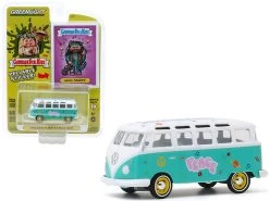 Volkswagen Samba Bus "Peace" Turquoise "Hippie Skippy" "Garbage Pail Kids" Series 2 1/64 Diecast Model By Greenlight