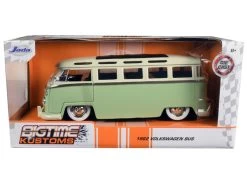 1962 Volkswagen Bus Light Green And Cream "Bigtime Kustoms" 1/24 Diecast Model By Jada
