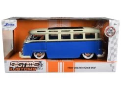 1962 Volkswagen Bus Blue And Cream "Bigtime Kustoms" 1/24 Diecast Model By Jada
