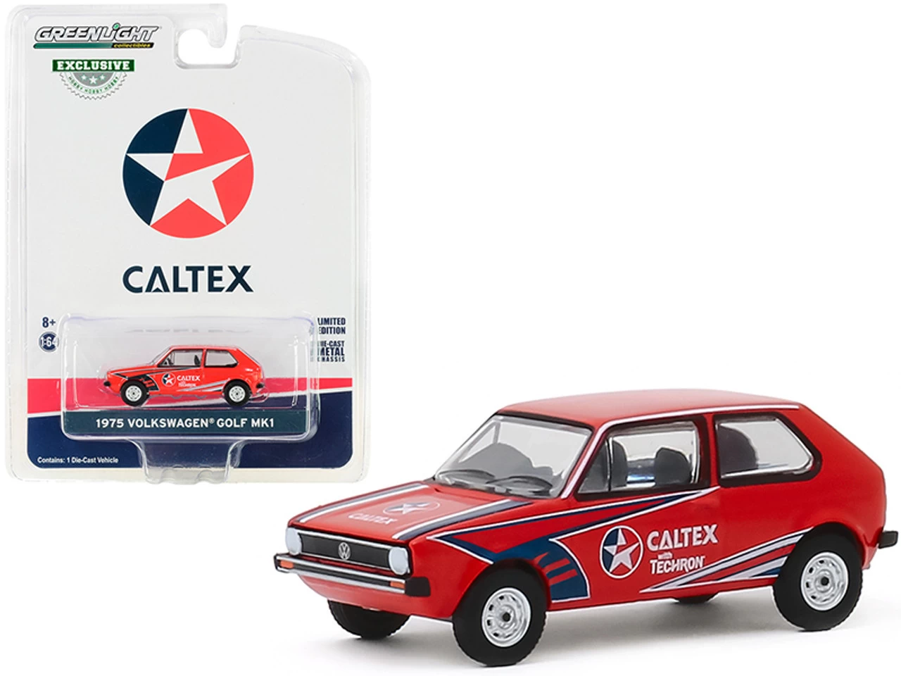 1975 Volkswagen Golf Mk1 Red "Caltex With Techron" "Hobby Exclusive" 1/64 Diecast Model Car By Greenlight 3 1975 Volkswagen Golf Mk1 Red "Caltex With Techron" "Hobby Exclusive" 1/64 Diecast Model Car By Greenlight