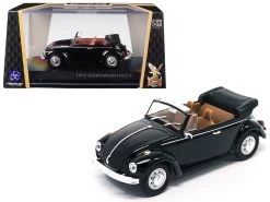1972 Volkswagen Beetle Open Top Convertible Black 1/43 Diecast Model Car By Road Signature