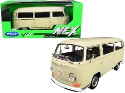 1972 Volkswagen T2 Bus Van Cream 1/24 Diecast Model By Welly