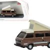 Volkswagen T3b Joker Camper Bus With Pop-Top Roof Brown And Cream 1/87 (HO) Diecast Model By Schuco