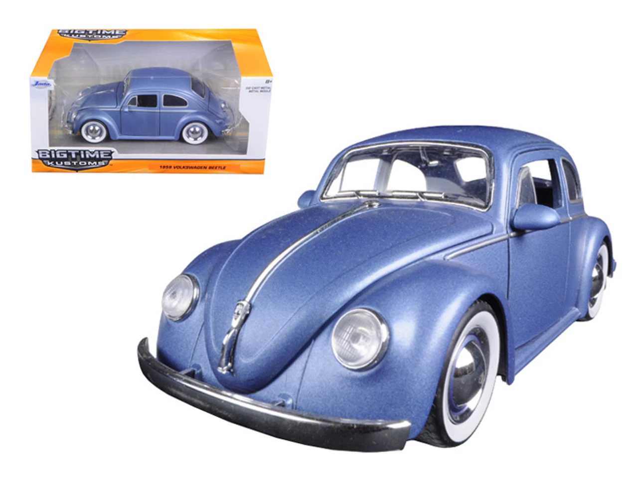 1959 Volkswagen Beetle Satin Metallic Matt Blue With Baby Moon Wheels 1/24 Diecast Model Car By Jada 3 1959 Volkswagen Beetle Satin Metallic Matt Blue With Baby Moon Wheels 1/24 Diecast Model Car By Jada
