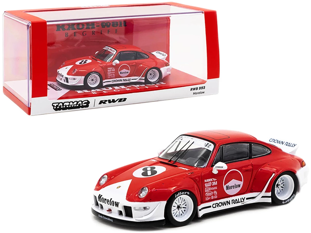 Porsche RWB 993 #8 "Morelow" Red And White "RAUH-Welt BEGRIFF" 1/43 Diecast Model Car By Tarmac Works 3 Porsche RWB 993 #8 "Morelow" Red And White "RAUH-Welt BEGRIFF" 1/43 Diecast Model Car By Tarmac Works