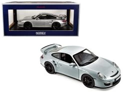 2007 Porsche 911 GT2 Silver With Black Wheels 1/18 Diecast Model Car By Norev
