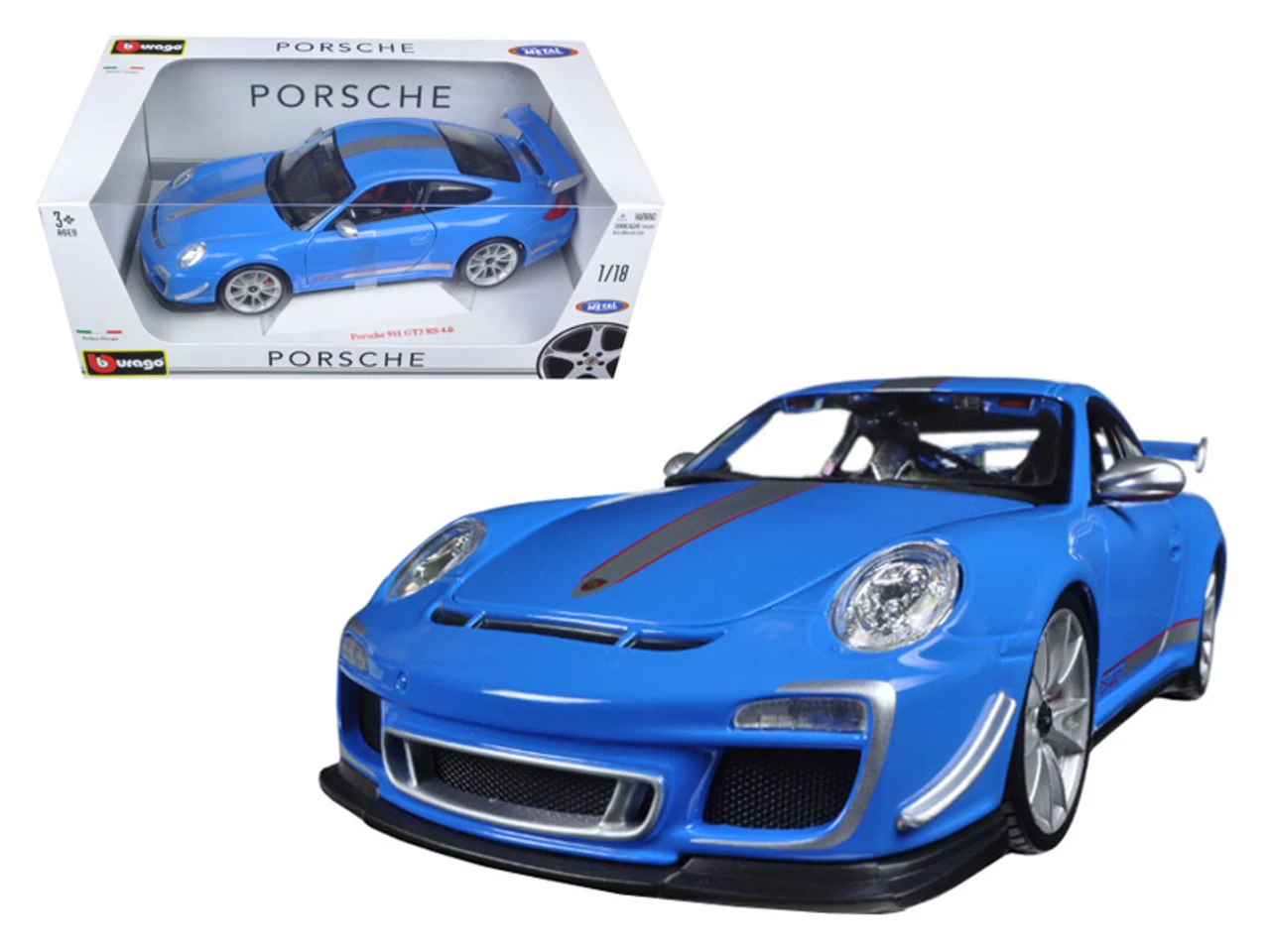 1/18 BBurago Porsche 911 GT3 RS 4.0 (Blue With Stripe) Diecast Car Model 3 1/18 BBurago Porsche 911 GT3 RS 4.0 (Blue With Stripe) Diecast Car Model