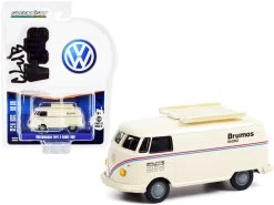 Volkswagen Type 2 Panel Van "Brumos Racing" Cream With Red And Blue Stripes "Club Vee V-Dub" Series 13 1/64 Diecast Model Car By Greenlight
