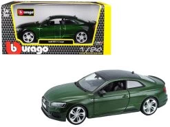Audi RS 5 Coupe Metallic Green Metallic With Black Top 1/24 Diecast Model Car By Bburago