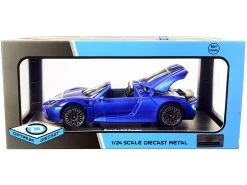 Porsche 918 Spyder Convertible Blue Metallic 1/24 Diecast Model Car By Optimum Diecast