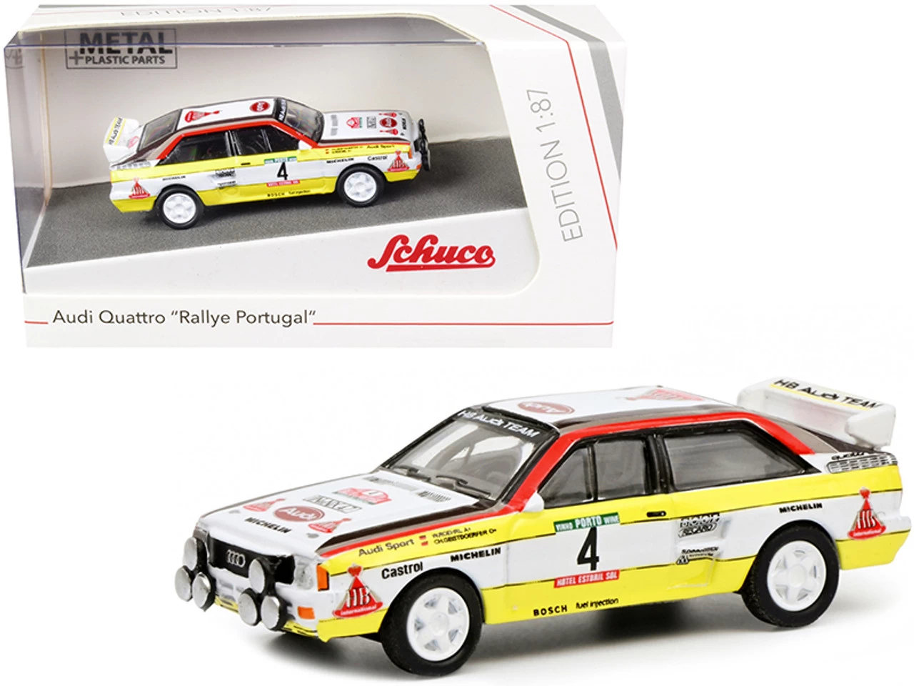 Audi Quattro #4 Rally Portugal 1/87 (HO) Diecast Model Car By Schuco 3 Audi Quattro #4 Rally Portugal 1/87 (HO) Diecast Model Car By Schuco