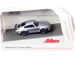Porsche 911 Turbo (930) Silver 1/87 (HO) Diecast Model Car By Schuco