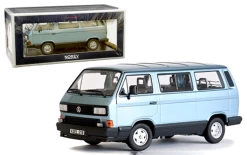 1990 Volkswagen Multivan Bus Light Blue Metallic 1/18 Diecast Model Car By Norev