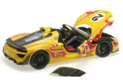 1/18 Minichamps 2015 Porsche 918 Spyder Weissach Package #2 Yellow With Red Stripe Diecast Car Model -Toy vehicles QQ20220516151101 98693.1652739126