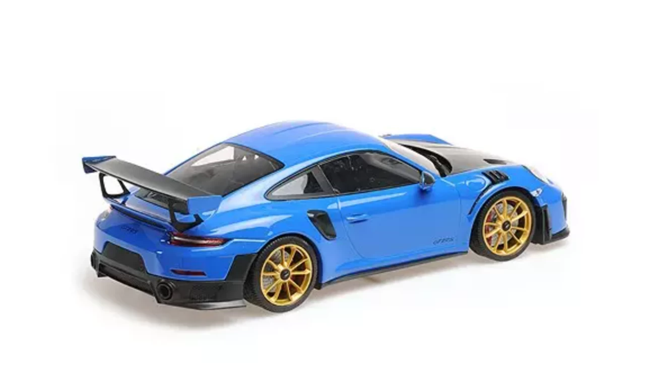1/18 Minichamps 2018 Porsche 911 GT2 RS (991.2) (Blue With Carbon Hood And Golden Wheels) Car Model Limited Edition To 300 Pieces 4 1/18 Minichamps 2018 Porsche 911 GT2 RS (991.2) (Blue With Carbon Hood And Golden Wheels) Car Model Limited Edition To 300 Pieces - Image 2