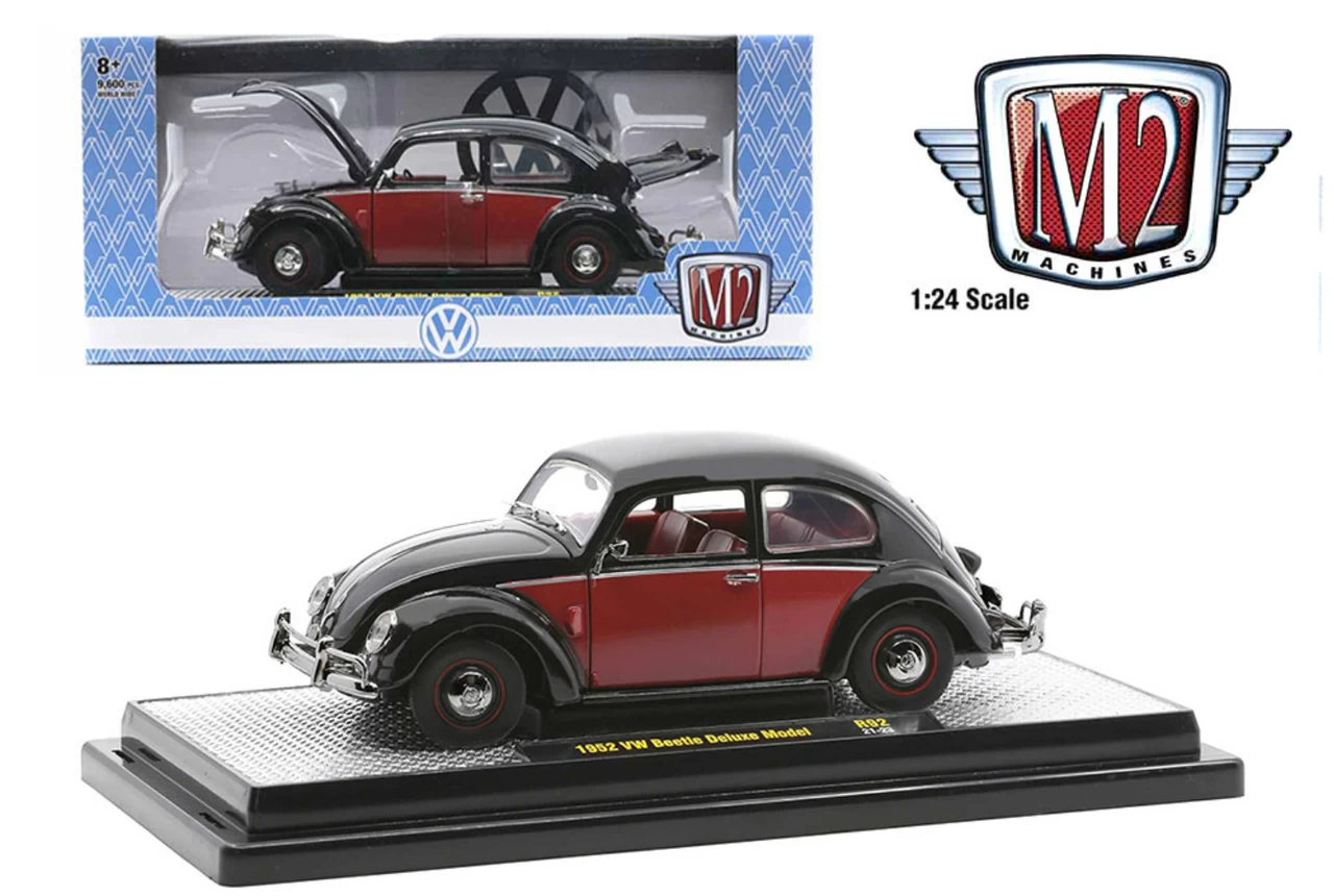 1952 Volkswagen Beetle Deluxe Black And Red With Red Interior Limited Edition To 9600 Pieces Worldwide 1/24 Diecast Model Car By M2 Machines 3 1952 Volkswagen Beetle Deluxe Black And Red With Red Interior Limited Edition To 9600 Pieces Worldwide 1/24 Diecast Model Car By M2 Machines