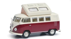 1/43 Schuco 1962 Volkswagen VW T1b Camper Van (Red & Cream) Car Model