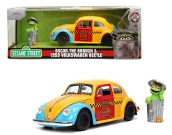 JADA 1/24 1959 Volkswagen Beetle With Oscar The Grouch Figure Sesame Street Diecast Car Model