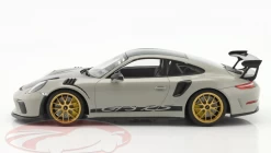 1/18 Minichamps 2019 Porsche 911 (991.2) GT3 RS Weissach Package (Chalk Grey With Golden Wheels) Car Model -Toy vehicles QQ20230118085935 92359.1674061245