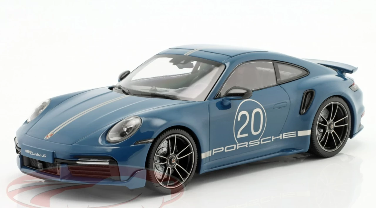 1/18 Minichamps 2021 Porsche 911 Turbo S With SportDesign Package #20 Blue Metallic With Silver Stripes Limited Edition To 504 Pieces 3 1/18 Minichamps 2021 Porsche 911 Turbo S With SportDesign Package #20 Blue Metallic With Silver Stripes Limited Edition To 504 Pieces