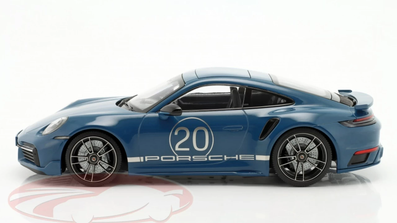 1/18 Minichamps 2021 Porsche 911 Turbo S With SportDesign Package #20 Blue Metallic With Silver Stripes Limited Edition To 504 Pieces 5 1/18 Minichamps 2021 Porsche 911 Turbo S With SportDesign Package #20 Blue Metallic With Silver Stripes Limited Edition To 504 Pieces - Image 3